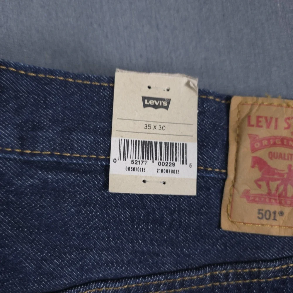 Levis 501 Jeans Mens 35x30 (Fits 34x30) Dark Wash Shrink To Fit Button Fly Denim